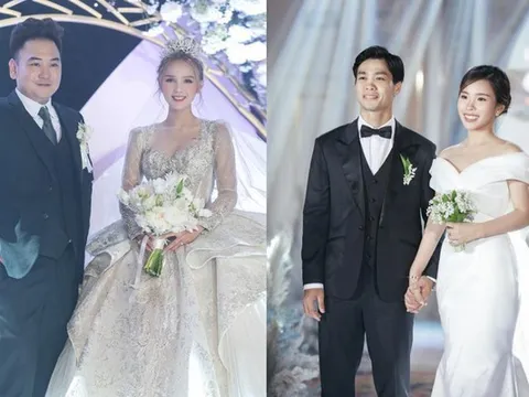 Váy cưới khác biệt của Viên Minh và Xoài Non: Người đính kim cương lộng lẫy, người giản dị bất ngờ